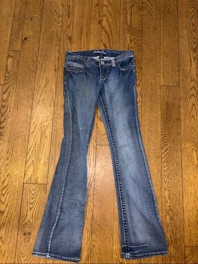 Ambrielle Distressed Medium Blue Flare Jeans